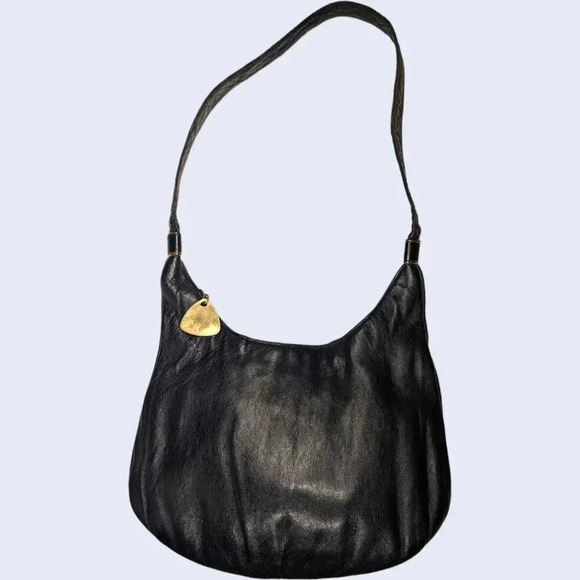 Vintage Navy Leather Shoulder Purse - Picture 3 of 5